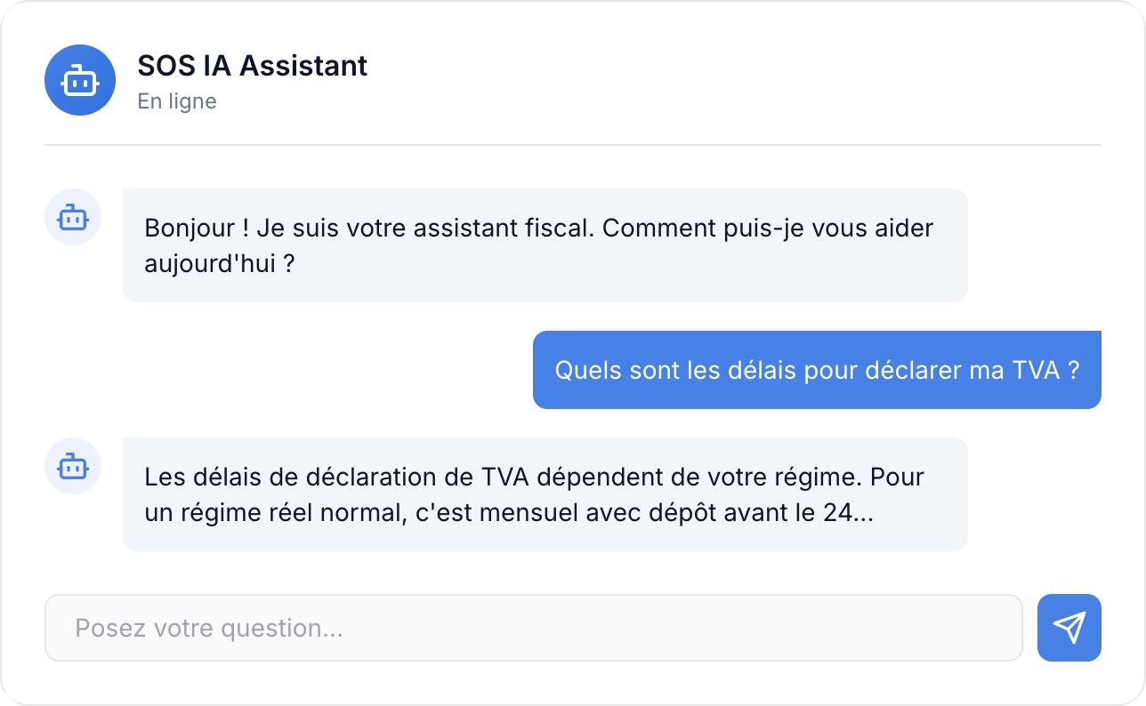 Interface de l'assistant fiscal SOS IA